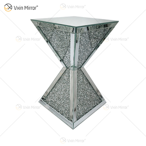 Vxin WXF-151 Square Top Mirror Decor Diamond Mirror Side Table Glass Mirrored Table