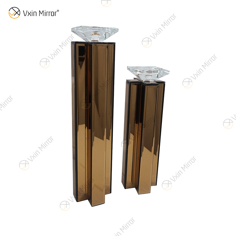 2 Colors Modern Elegant WXCH-079 Silver Crystal Mirrorr Candle Holder for Home Wedding