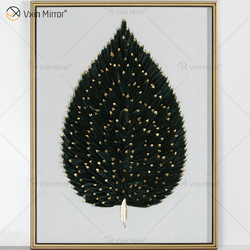 New Arrival Vxin WXPA-007 Modern Motivational Mirror Wall Art Metal Feather Hanging Picture for Living Room Set for Sale