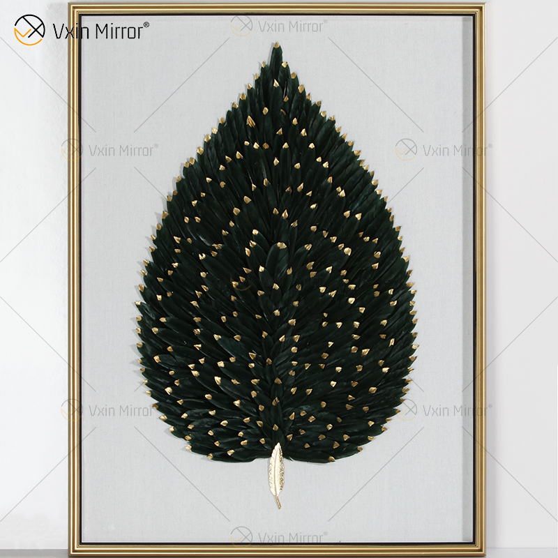 New Arrival Vxin WXPA-007 Modern Motivational Mirror Wall Art Metal Feather Hanging Picture for Living Room Set for Sale