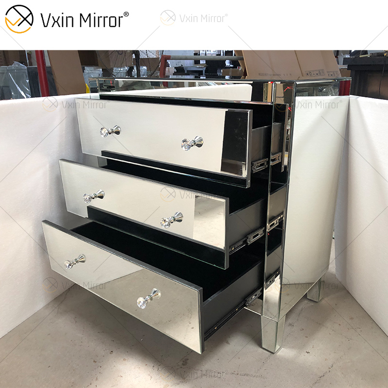 Classical Style WXF-844 Silver Modern Muti Drawers Mirored Cupboard Cabinet Customize Size