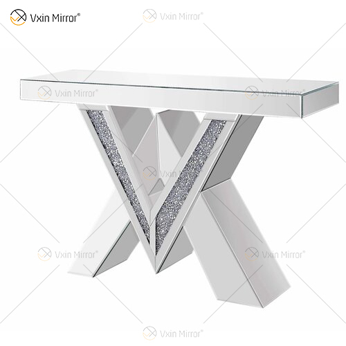 2022 New Products Designer Console Table Crushed Diamond Crystal Mirrored Console Tables