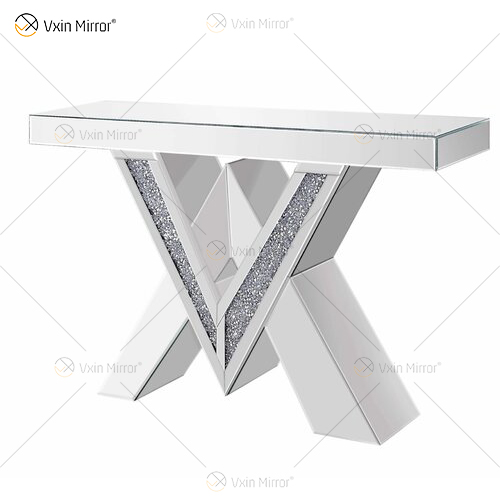 2022 New Products Designer Console Table Crushed Diamond Crystal Mirrored Console Tables