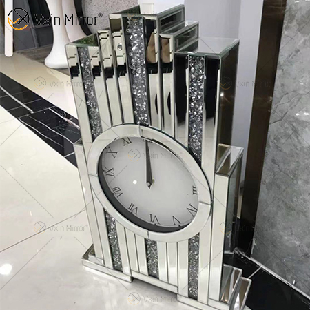 Factory New Design WXMC- Crystal Silver Mirror Rectangle Table Clock