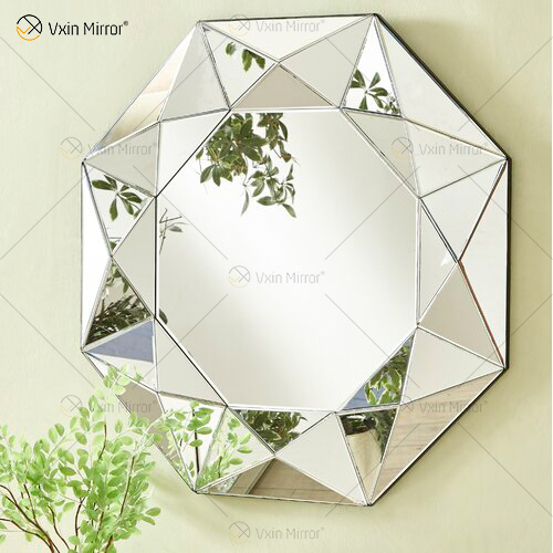 VXin Mirror WXM-1719 Moden Silver Glass 3D Decorative Wall Mirror Home Decor for Living Room Bedroom
