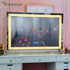 Vanity Hollywood LED with Bluetooth WXDL-1208 Crystal Sand Table Top Oval Decorativestyle Makeup Mirror for Bedroom Sets