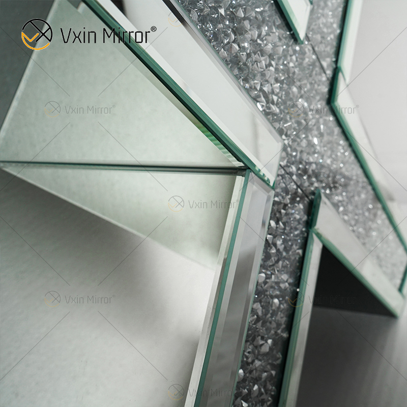 OEM Factory Supply WXWF-517 Mirrored X Shape Crushed Diamond Mirror Console Table