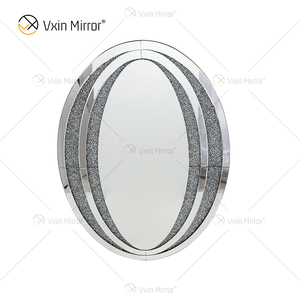 Factory Direct Oval WXM-1765 Elegant Wall Decoration Silver Diamond Mirror