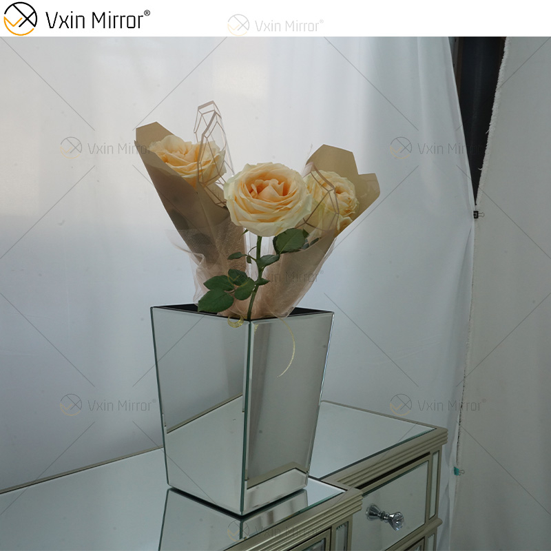 Vxin Mirror WXMV-034 Mirror Vase Crystal Silver Glass Decorative Vase Flower Elegant for Home Decor Cant Hold Water
