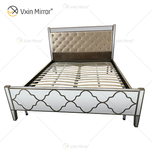 Vxin Mirror Antique Furniture WXWF-1084 Grace Golden Silver Luxury Mirrored King Bed