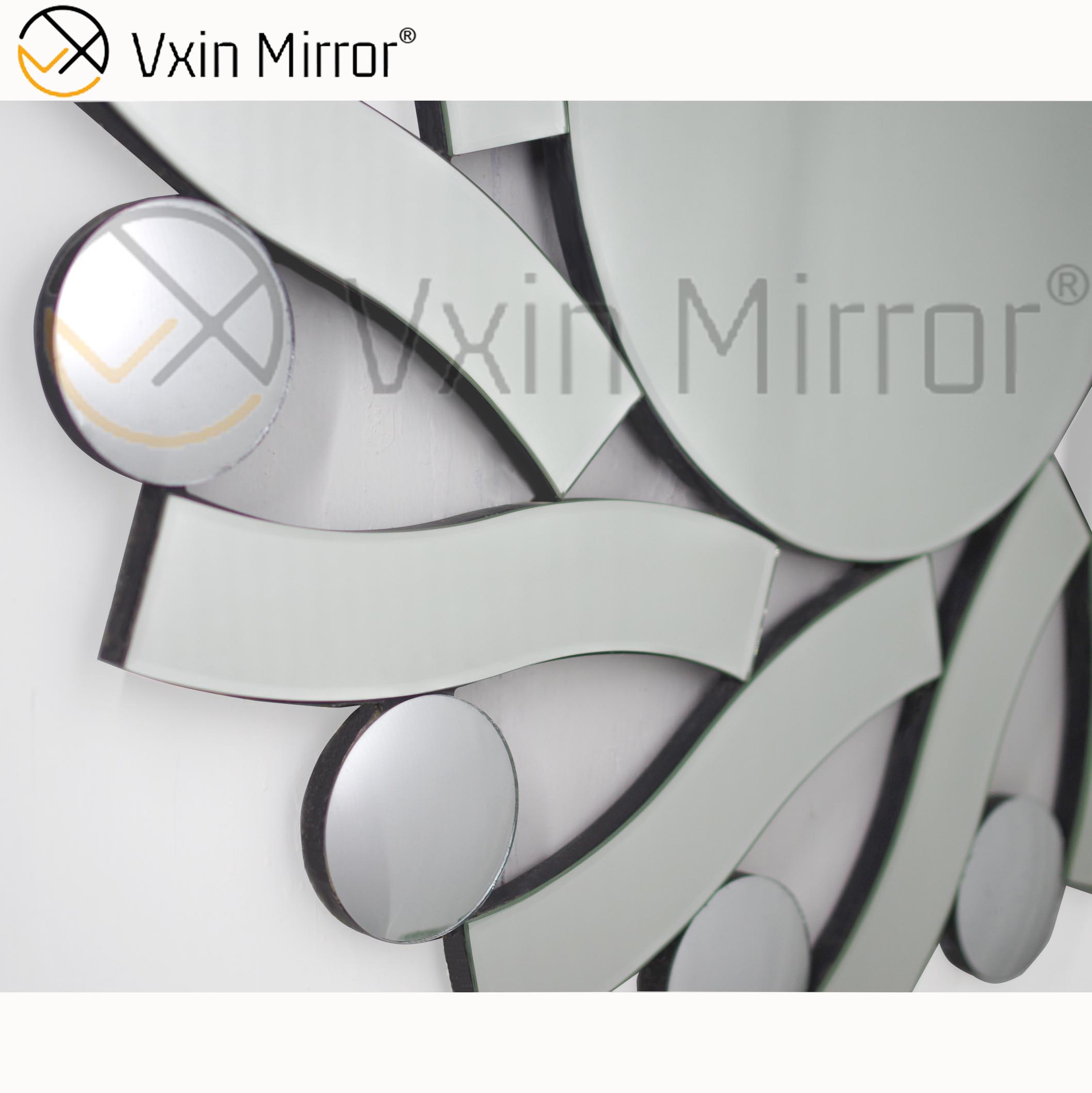 3D Elegant Vxin Modern WXM-1016 Silver Round Fancy Mirror Wall Art