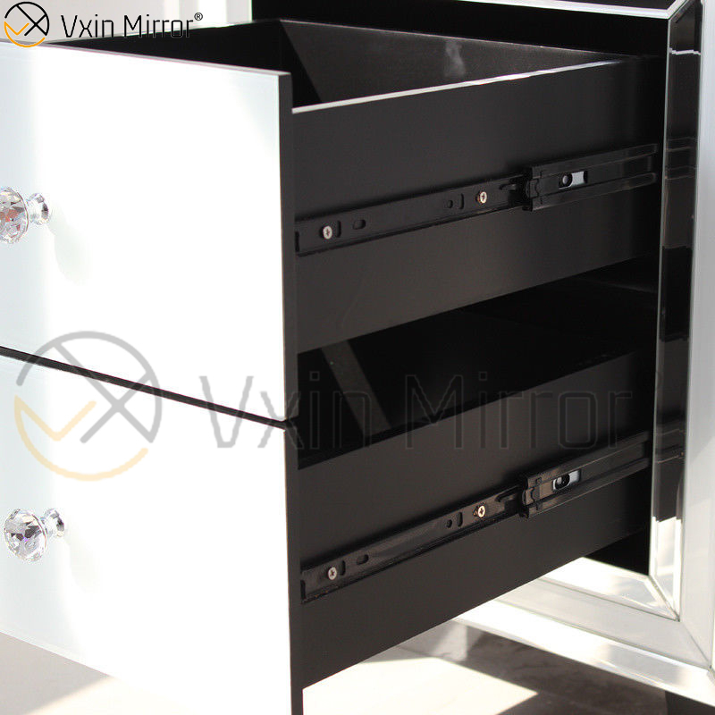 Hot Sale Home White Glass Furniture 2 Drawers Mirrored Cabinet Chest WXF-786