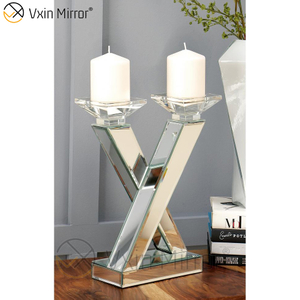 Hot Sell Vxin Mirror WXCH-63 Crystal X Shape Mirrored Candle Holder