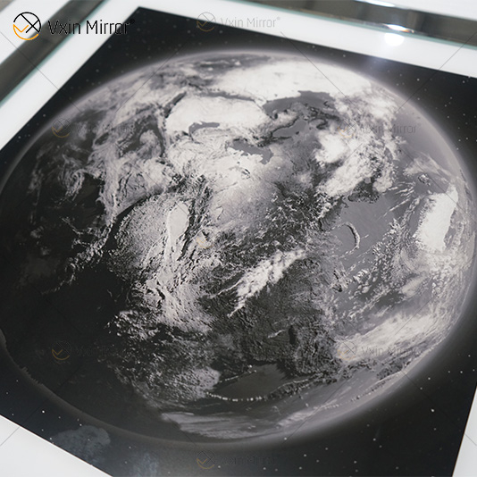 VXin WXPP-13 Home Decor Glass Frame Mirrored Earth Wall Art Crystal Porcelain Painting Mirror Wall Art