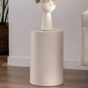 White Wooden Cylinder Coffee Table Set 