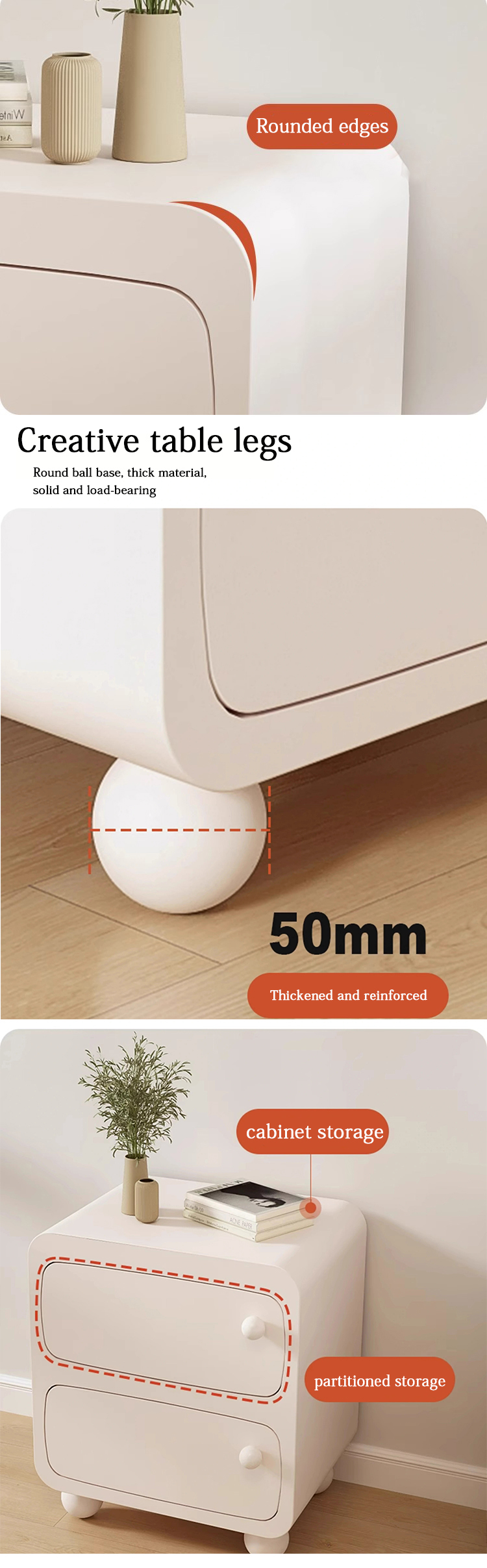 Minimalist cream nightstand