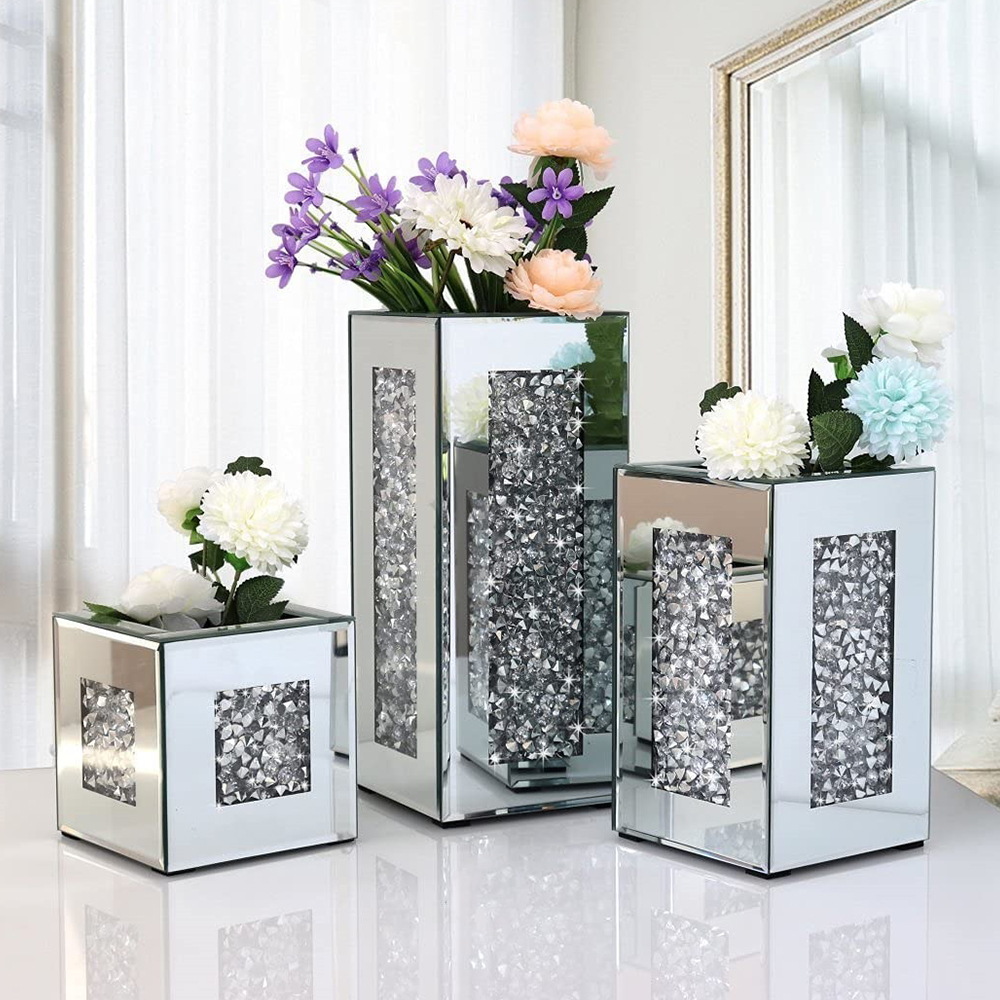 crushed diamond glass vase