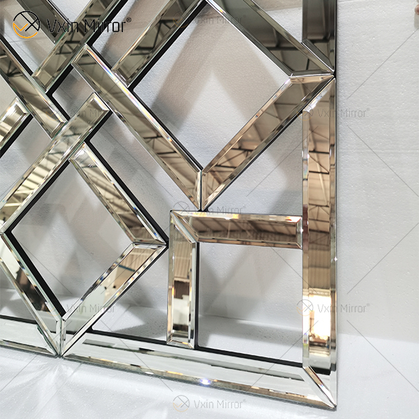 Square Mirrored Wall Decorative Mirror with Beveled Edge Modern Fashionable Wall-Mounted Mirrors WXM-1581