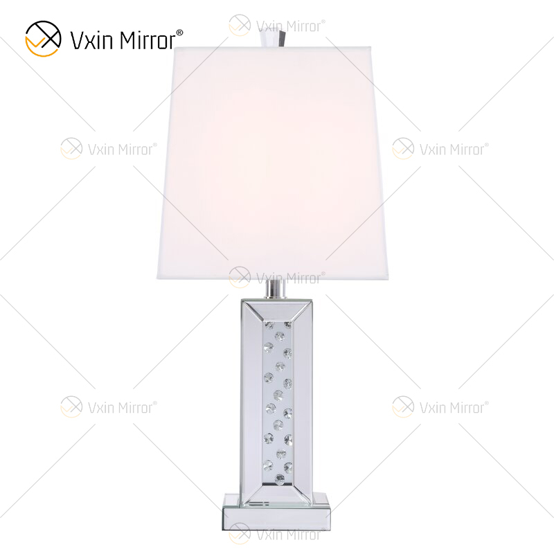 Vxin WXTL-142 Elegant Silver Crystal LED Table Mirror Lamp 3 Colors LED Light for Bedroom