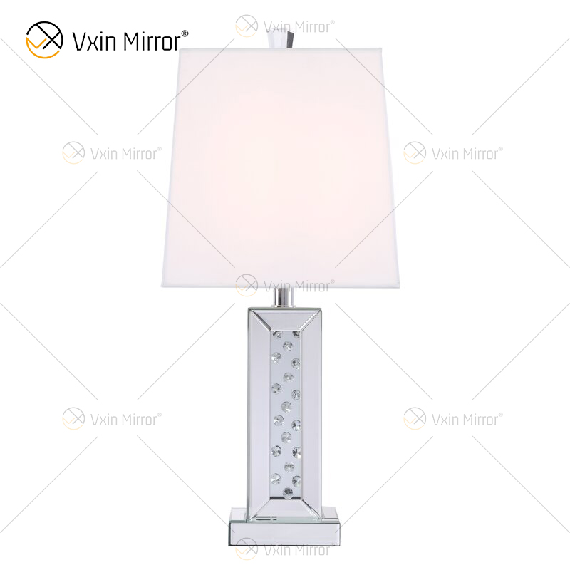 Vxin WXTL-142 Elegant Silver Crystal LED Table Mirror Lamp 3 Colors LED Light for Bedroom