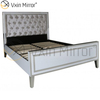 Supply Silver Frame White Glass Mirrored King Bed Furniture Manufacturers