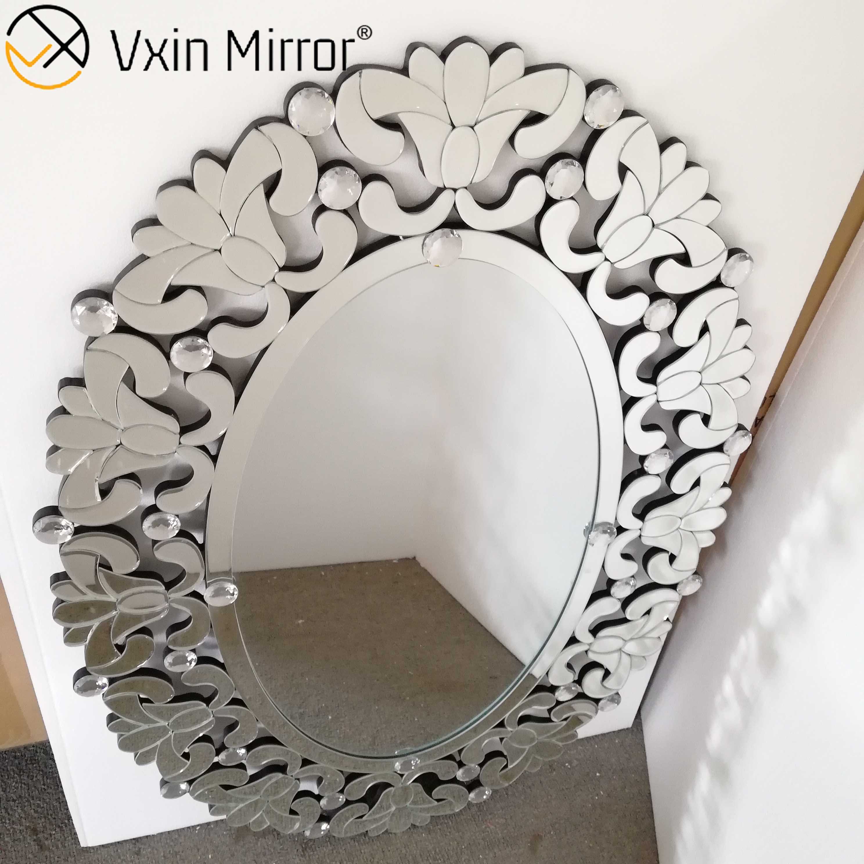 High Quality Factory Vxin Mirror Silver Furniture Crystal Wooden Console Table with Mirror