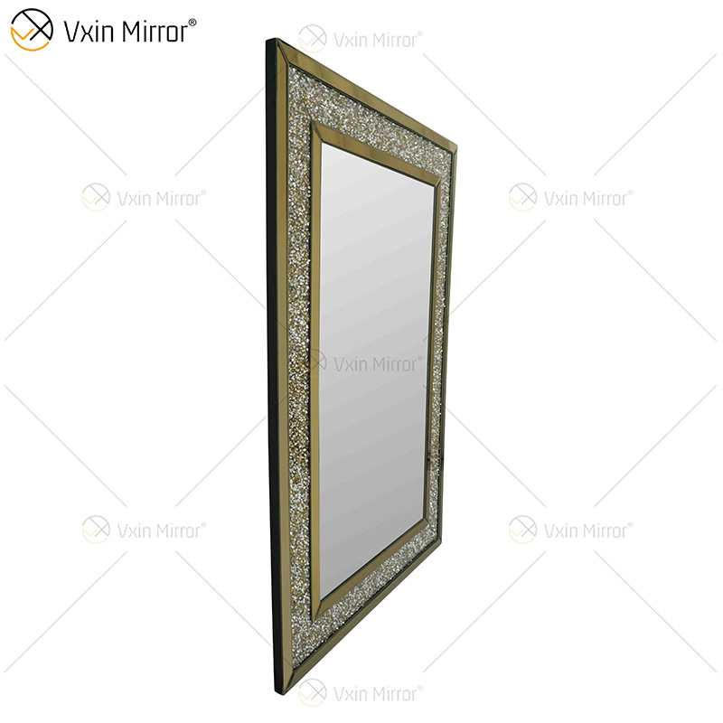 Wholesale WXM-1759 Gold Factory Supply Design Decorate 3 Colors Crushed Diamond Furniture Mirrors Decor Living Room Wall Mirror