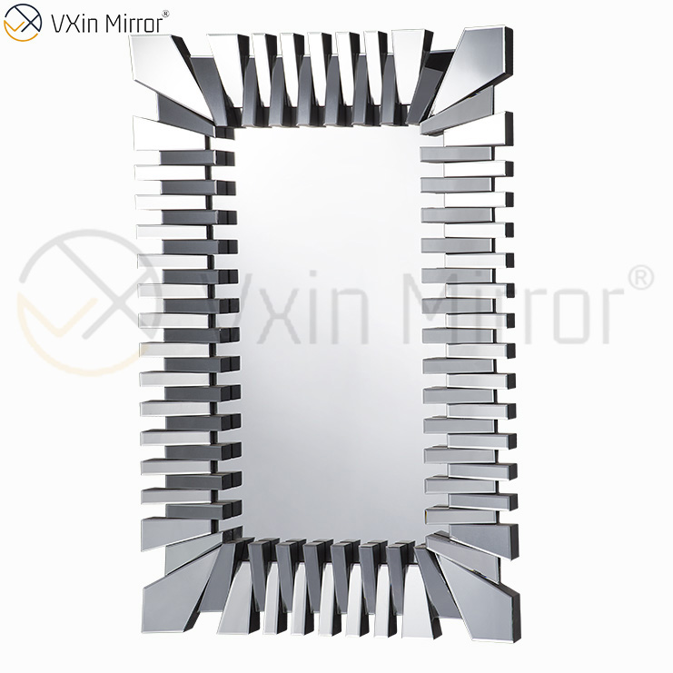Starburst Large Full Length Silver Stylish 3D Rectangular Modern Living Room Bedroom Wall Mirror WXM-1041
