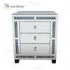 Hot Sell Mirrored Bedroom Furniture Set Wardrobe Black Crushed Diamond Mirrored Bed With Bedside Table