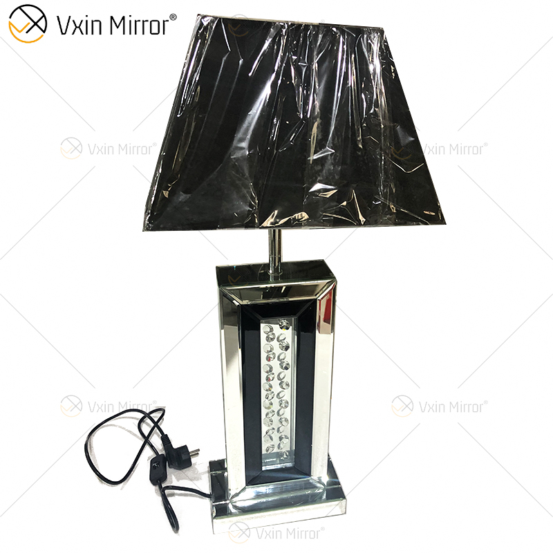 Factory Supply WXTL-143 Modern Silver Black Frame Table Lamp with Lampshade For Bedroom Mirror Lamp