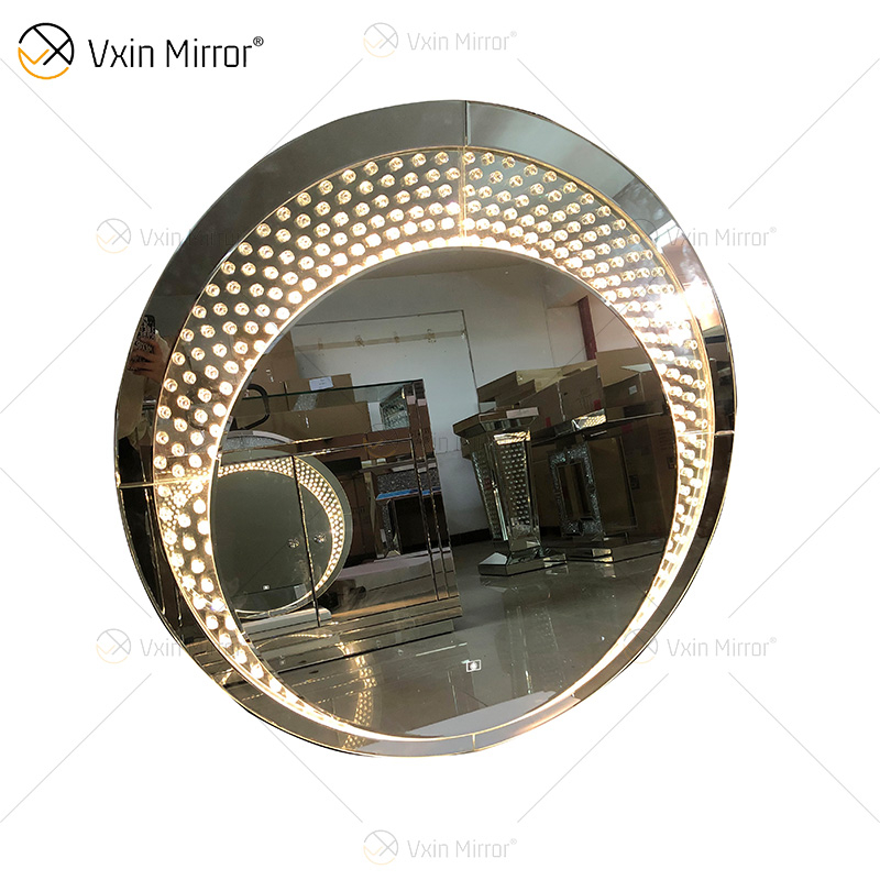 High Quality Factory Supply WXM-2595 3 Color LED Light Mirror Octagonal Makeup Mirror Set Mirror Customized Plug Vanity Set