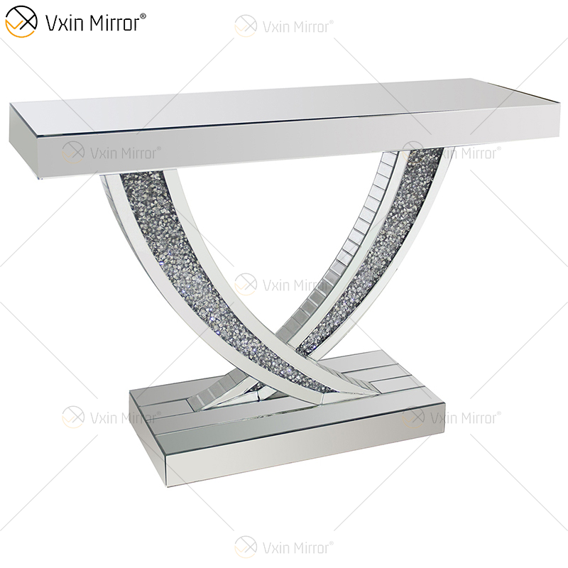 WXWF-513 Factory Price Wholesale Art Deco Antique With Curved Glass Console Table