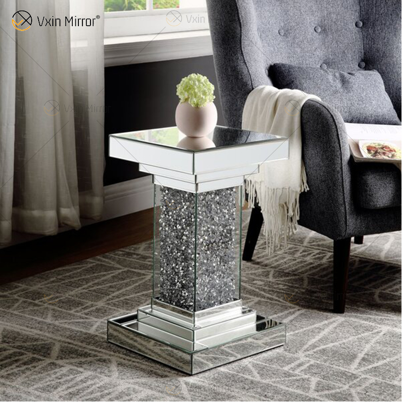 Hot Sell End Table Vxin WXF-979 Modern Design Rectangle Crushed Diamond Mirror Side Table