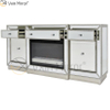 Vxin Mirror Furniture Crushed Diamond Champagne Mirrored Fireplace TV Stands Cabinet Stands with Crystal Insert