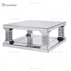 Acrylic Suit Top Quality Silver Large Crystal Wall Mirror Side Table Coffee Table Living Room Crystal Sets