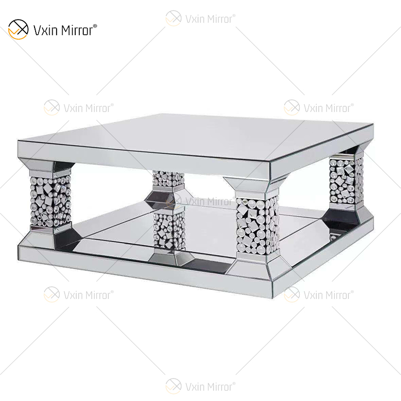 Acrylic Suit Top Quality Silver Large Crystal Wall Mirror Side Table Coffee Table Living Room Crystal Sets