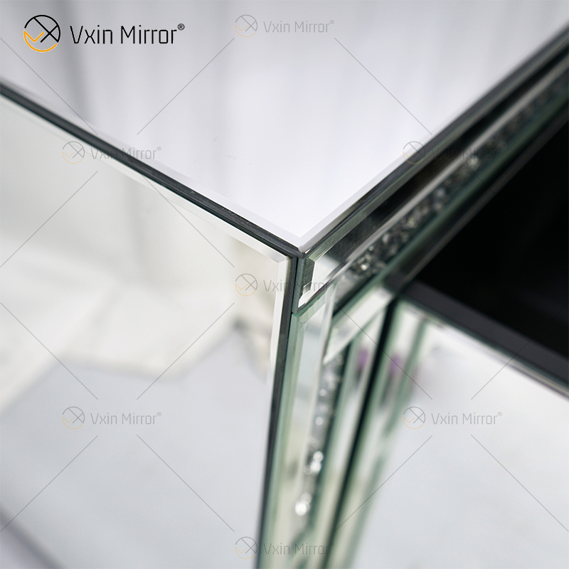 Vxin Mirror Furniture Crushed Diamond Silver TV Cabinet Mirror TV Stands with 2 Drawers