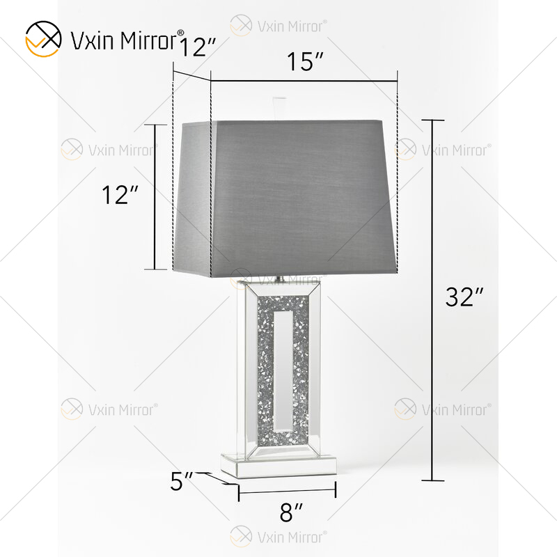 Top Quality WXTL-146 Modern Crushed Crystal Bedside Mirror Lamp with Shade for Sectional Sofa