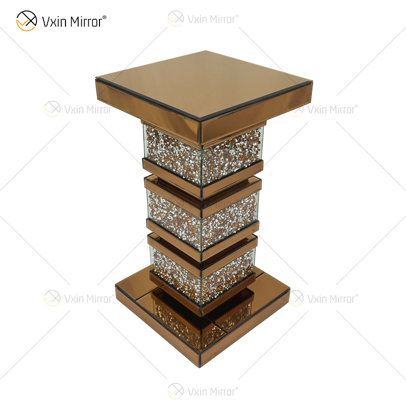Vxin Elegant WXF-135 Home Decor Crushed Diamond End Table Silver Mirror Furniture Side Table