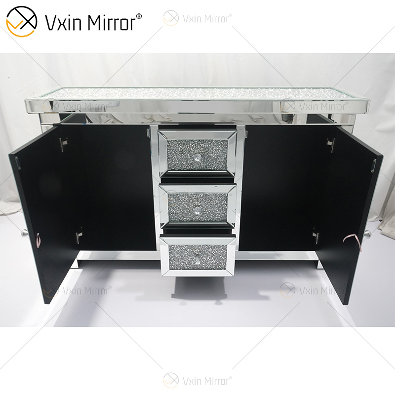 7 Drawers WXF-146 Silver Mirrored Furniture Living Room Cabinet Mirror Tv Stands 