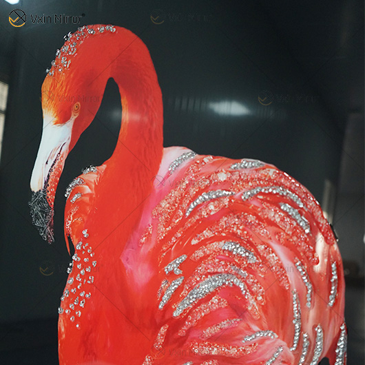 Vxin WXMA-57 Crystal Porcelain Painting Resin Flamingo Covered Frame Decorative Mirror Wall Art