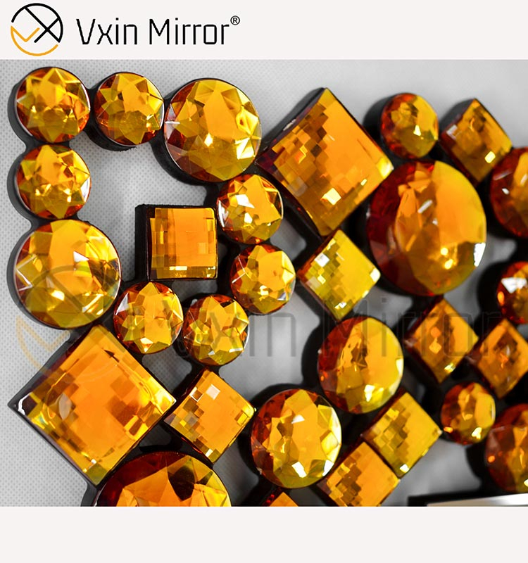 Cheap WXM-1051 Top Quality Brown Wall Mirror Decoration Crystal Wall Mirror