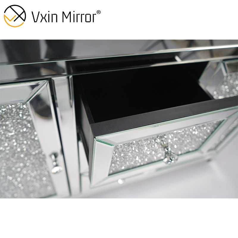 7 Drawers WXF-146 Silver Mirrored Furniture Living Room Cabinet Mirror Tv Stands 