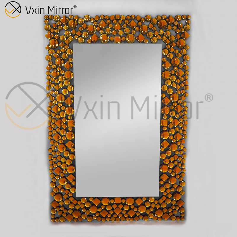 Top Quality Silver Brown 2 Colors Wall Decor WXM-1051 Silver Large Crystal Wall Mirror