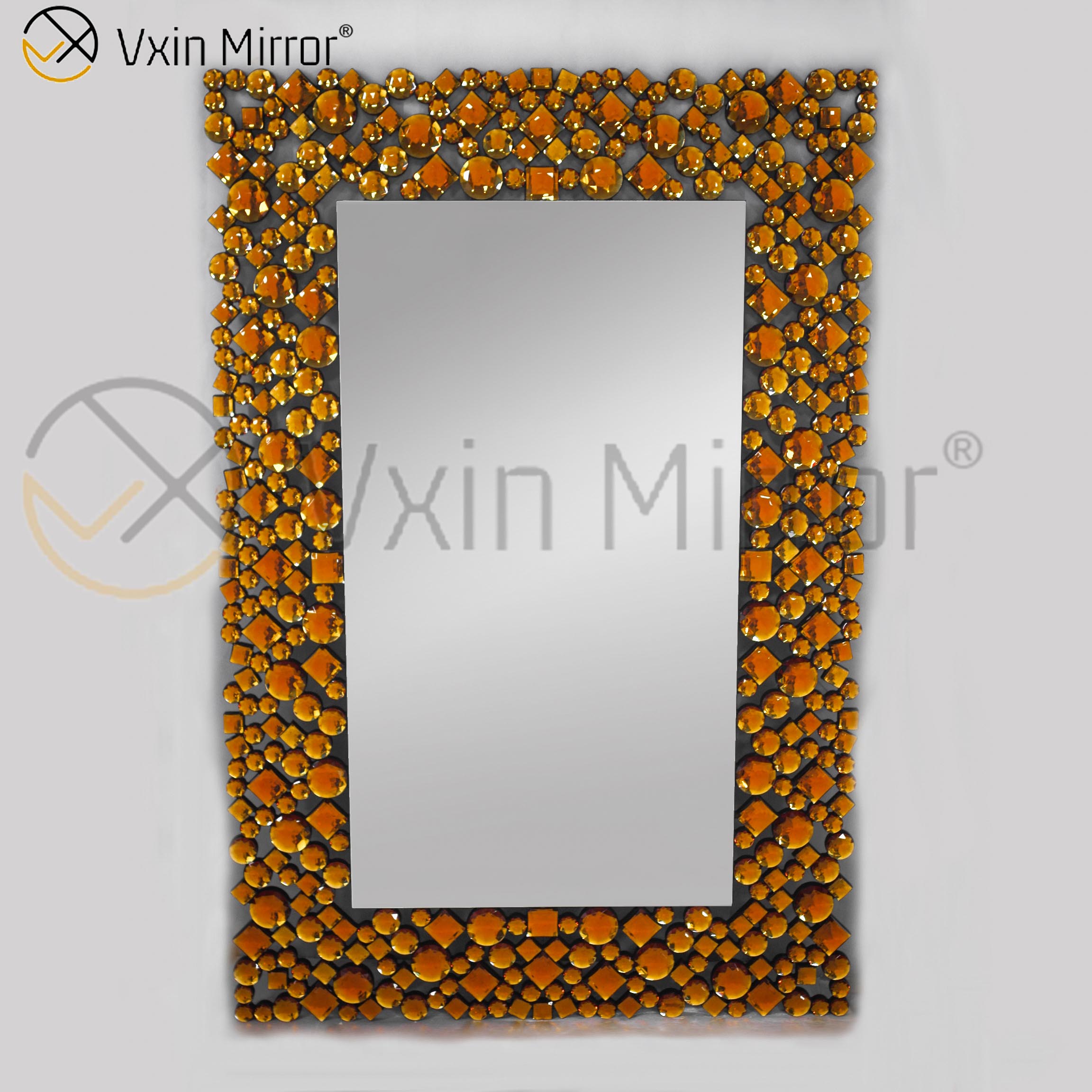 Top Quality Silver Brown 2 Colors Wall Decor WXM-1051 Silver Large Crystal Wall Mirror