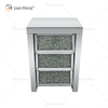 Vxin Mirror WXF-116 Silver Crystal Nightstand Bevel Mirrored Bedside Table With 3 Drawer for Bedroom