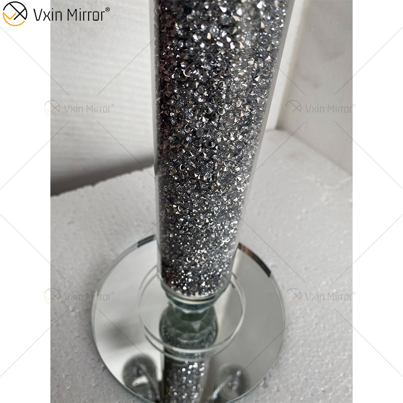 Customizable Name Modern Elegant VX-09 Silver Crystal 75 Light Mirrorr Candle Holder for Home Wedding