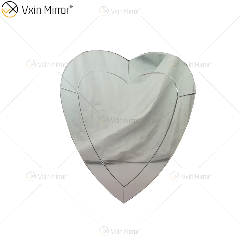 3D Heart-Shaped Wall Hanging Mirrors Frameless Modern Beveled Edge Design Bathroom Bedroom Mirror Vanity Makeup Mirror WXM-2090