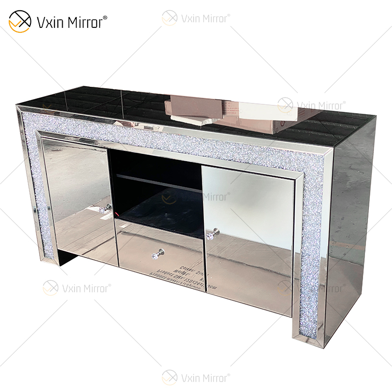 Elegant Home Decor ZH-063 Silver Mirrored Furniture Living Room Cabinet With Muti Drawers