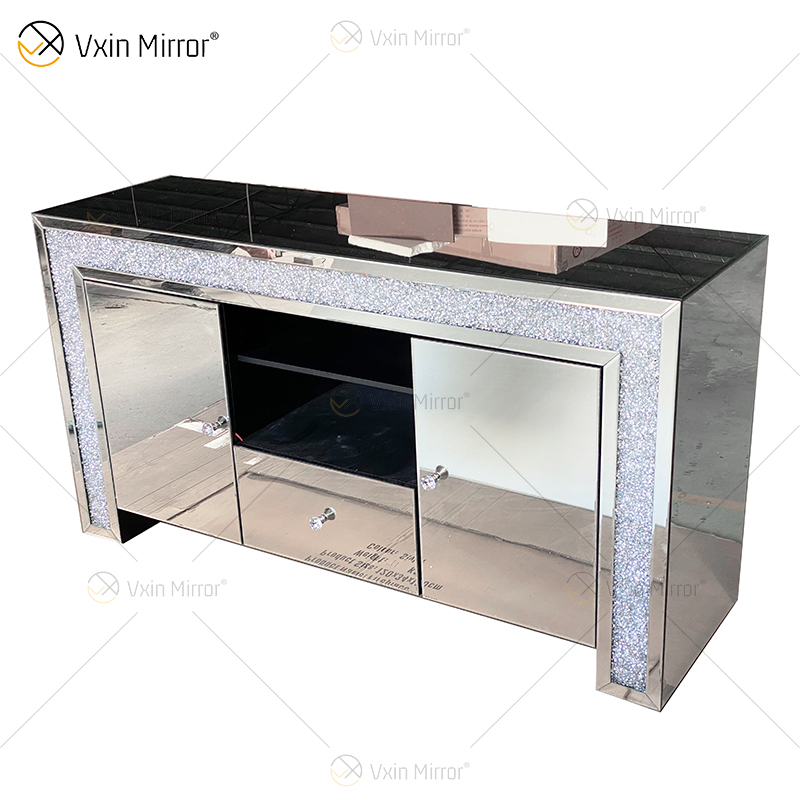 Elegant Home Decor ZH-063 Silver Mirrored Furniture Living Room Cabinet With Muti Drawers